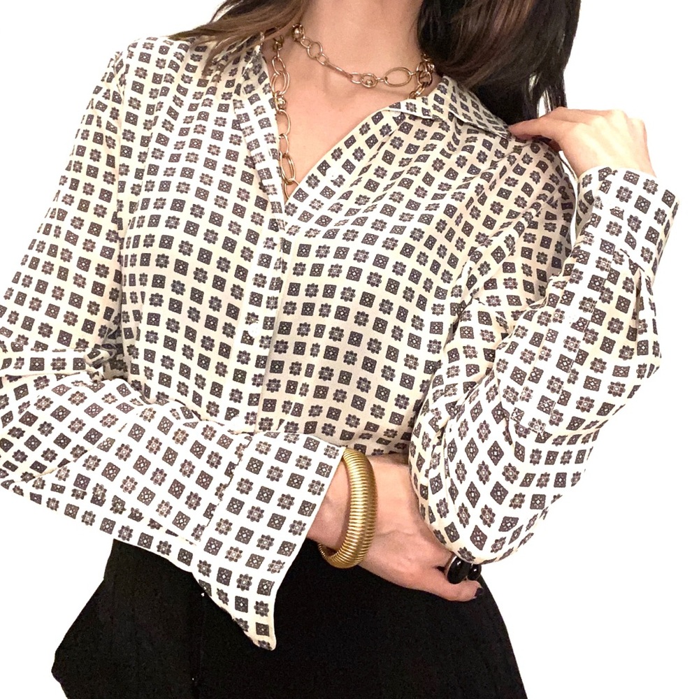 Joe Fresh Print Button Down Blouse - image 3